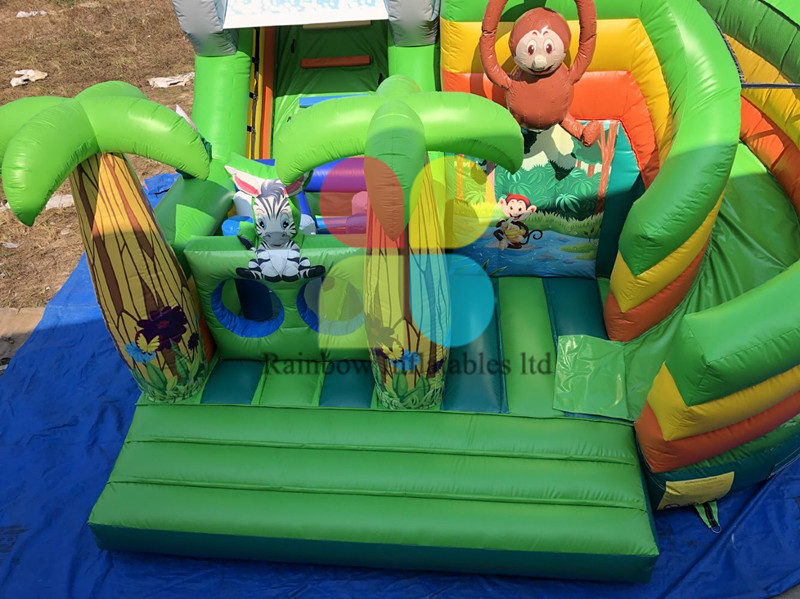 Inflatable Jungle Theme Slide Obstacle Inflatable 3D Elephant Cartoon Slide Fun Park