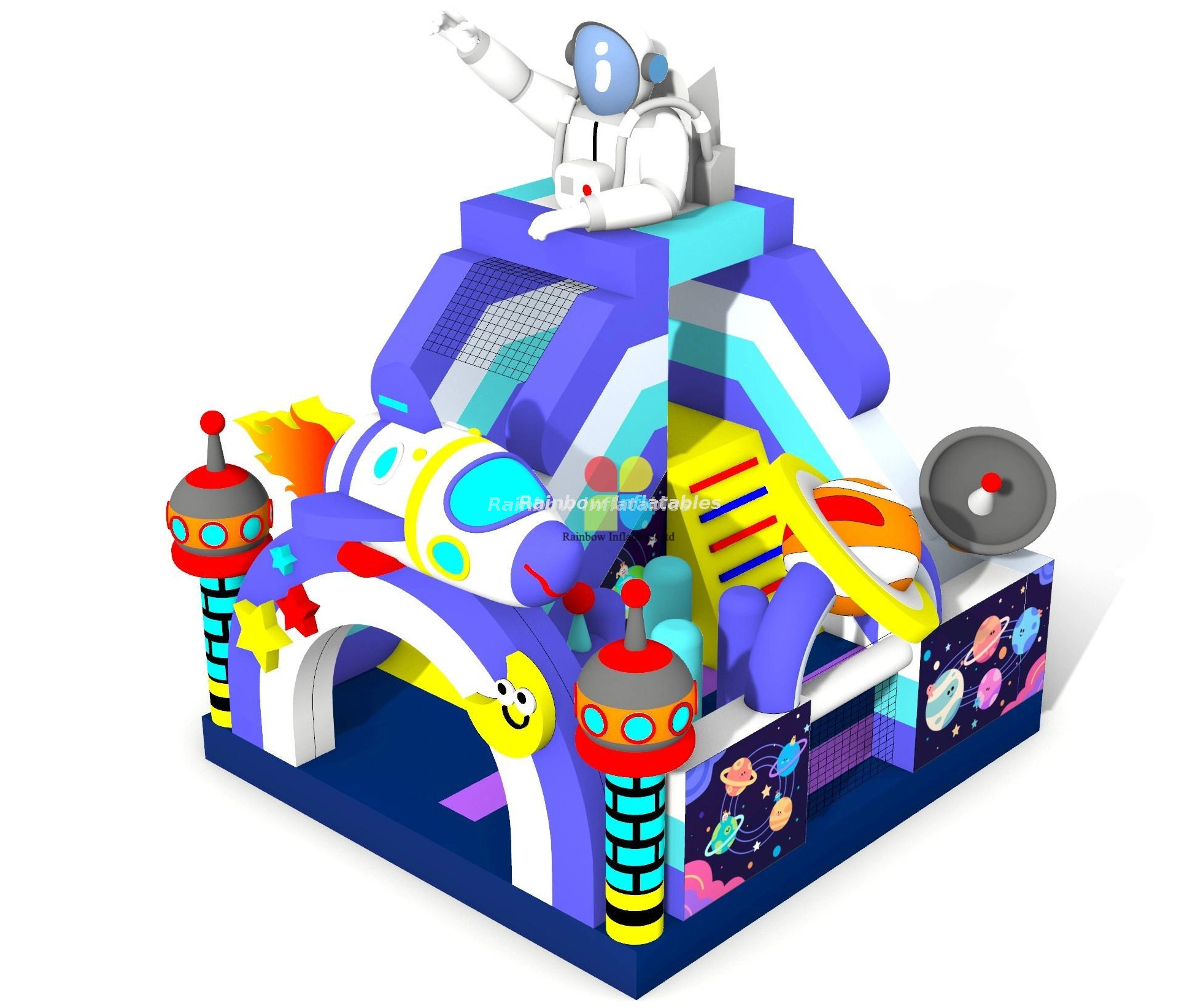 Inflatable rocket launching slide