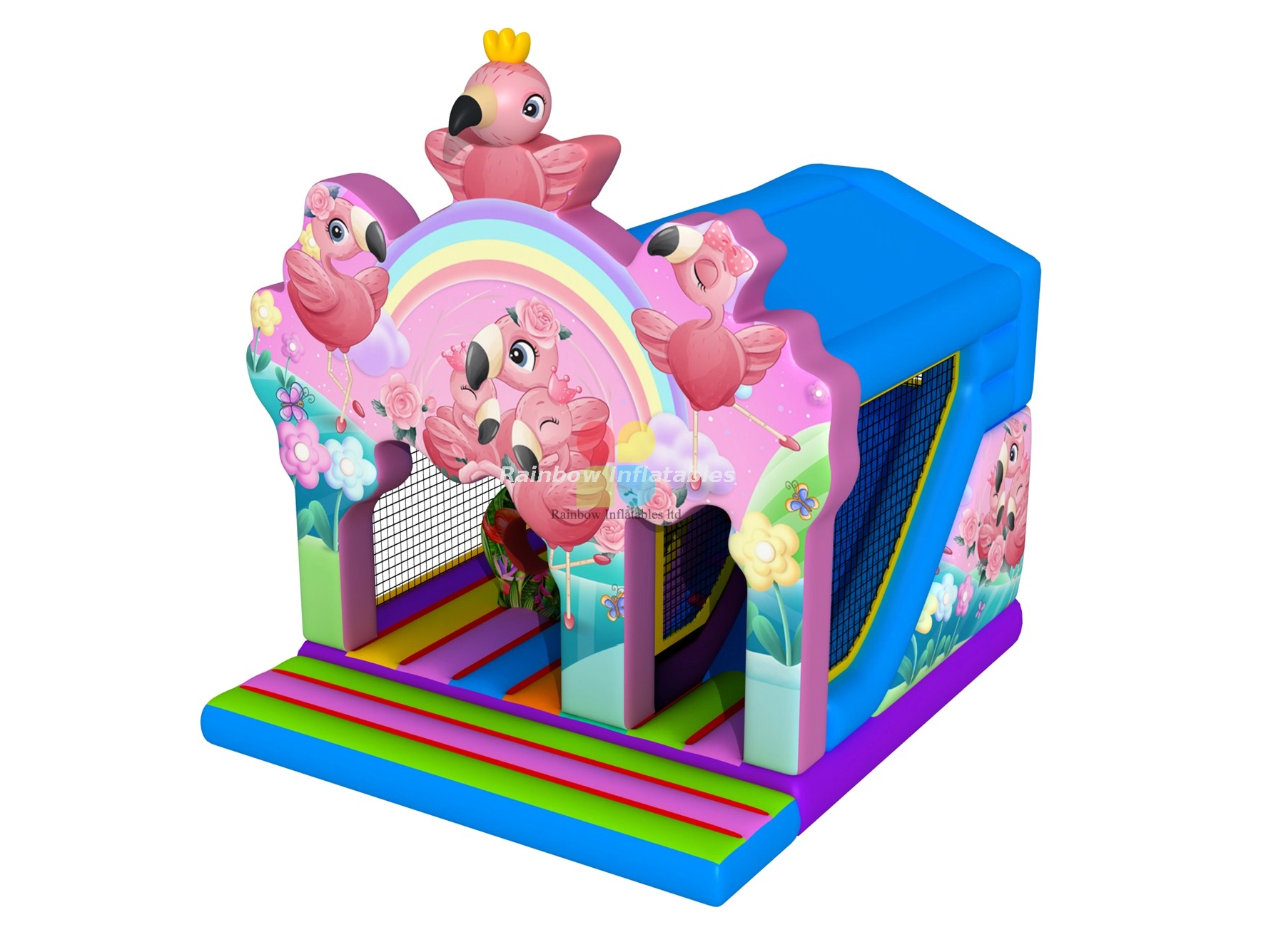 RB3241 New Design Inflatable Flamingo Combo Pink Lucky Bird Bouncer with Slide From Rainbow