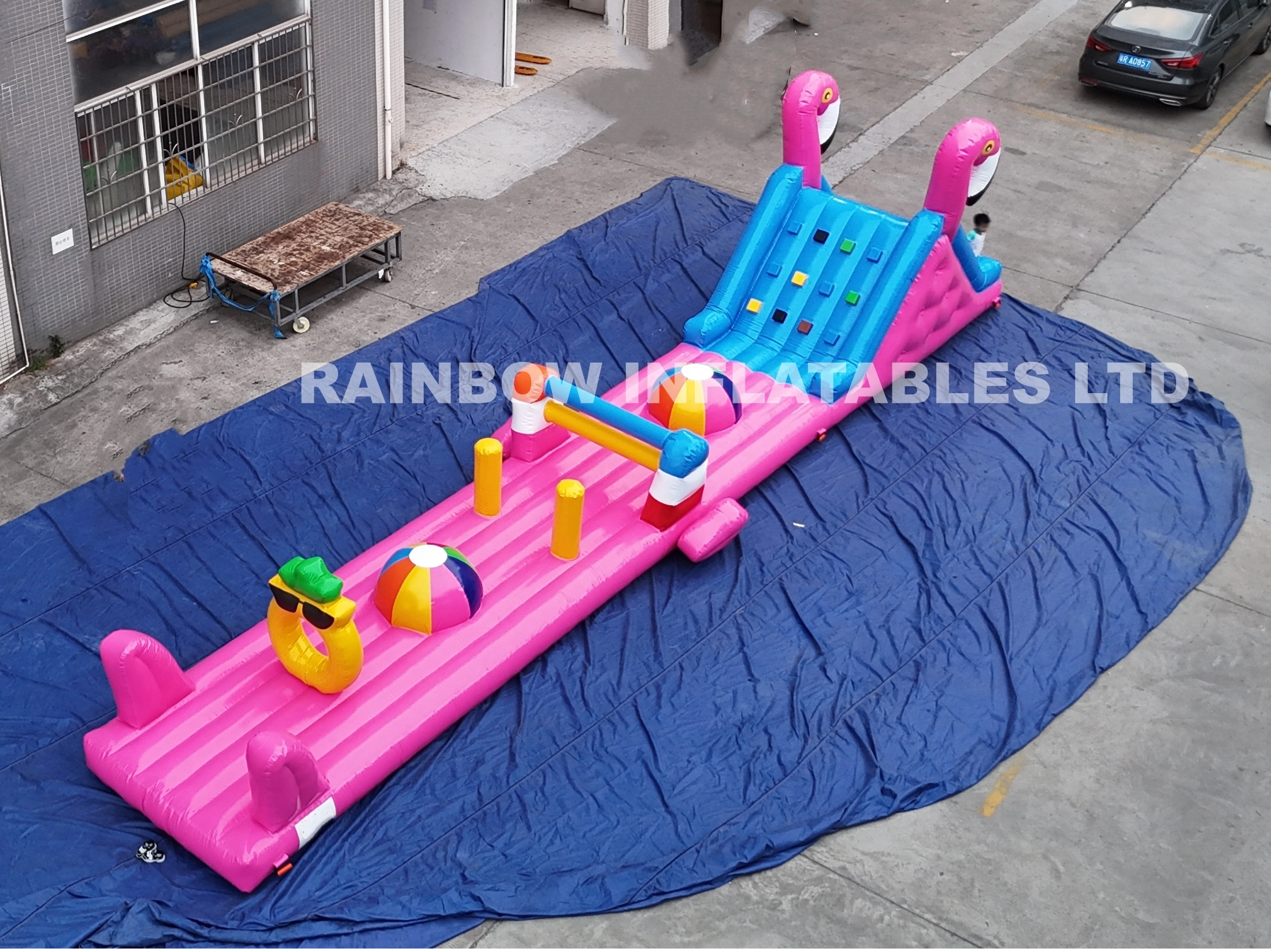 Inflatable Flamingo Obstacle Pool Tracks