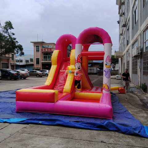 Rainbow Inflatable Disney Theme Water Slide with Pool 