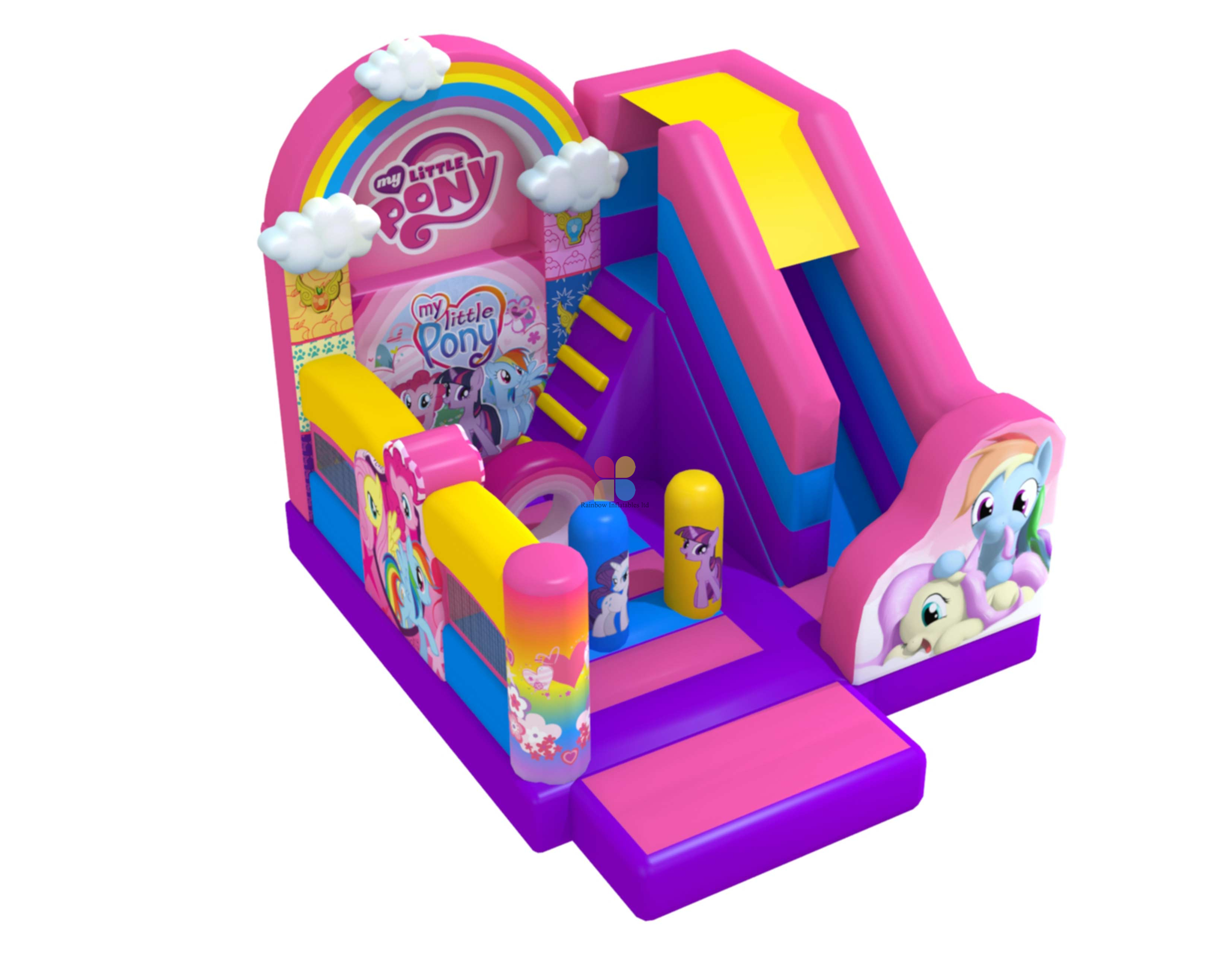 Colorful Pony Bounce and Slide Combo Bouncy Castle