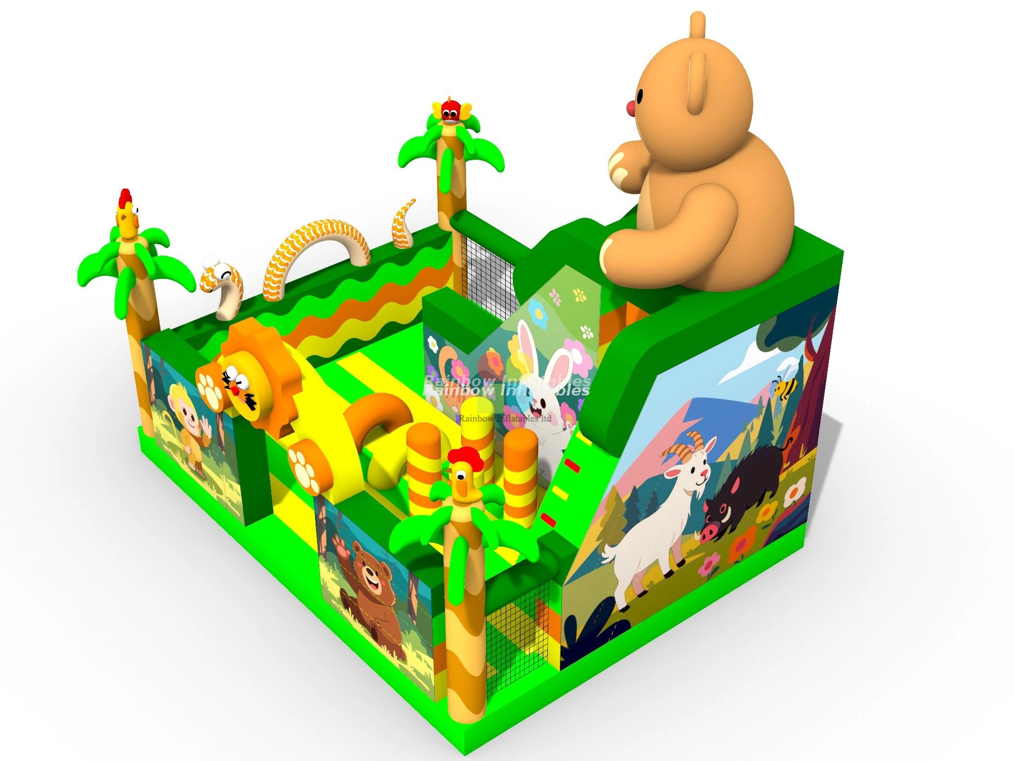 inflatable jungle animal slide