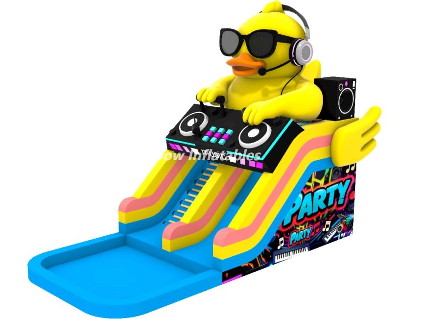 Rainbow Inflatable Water Slide with Pool for kids