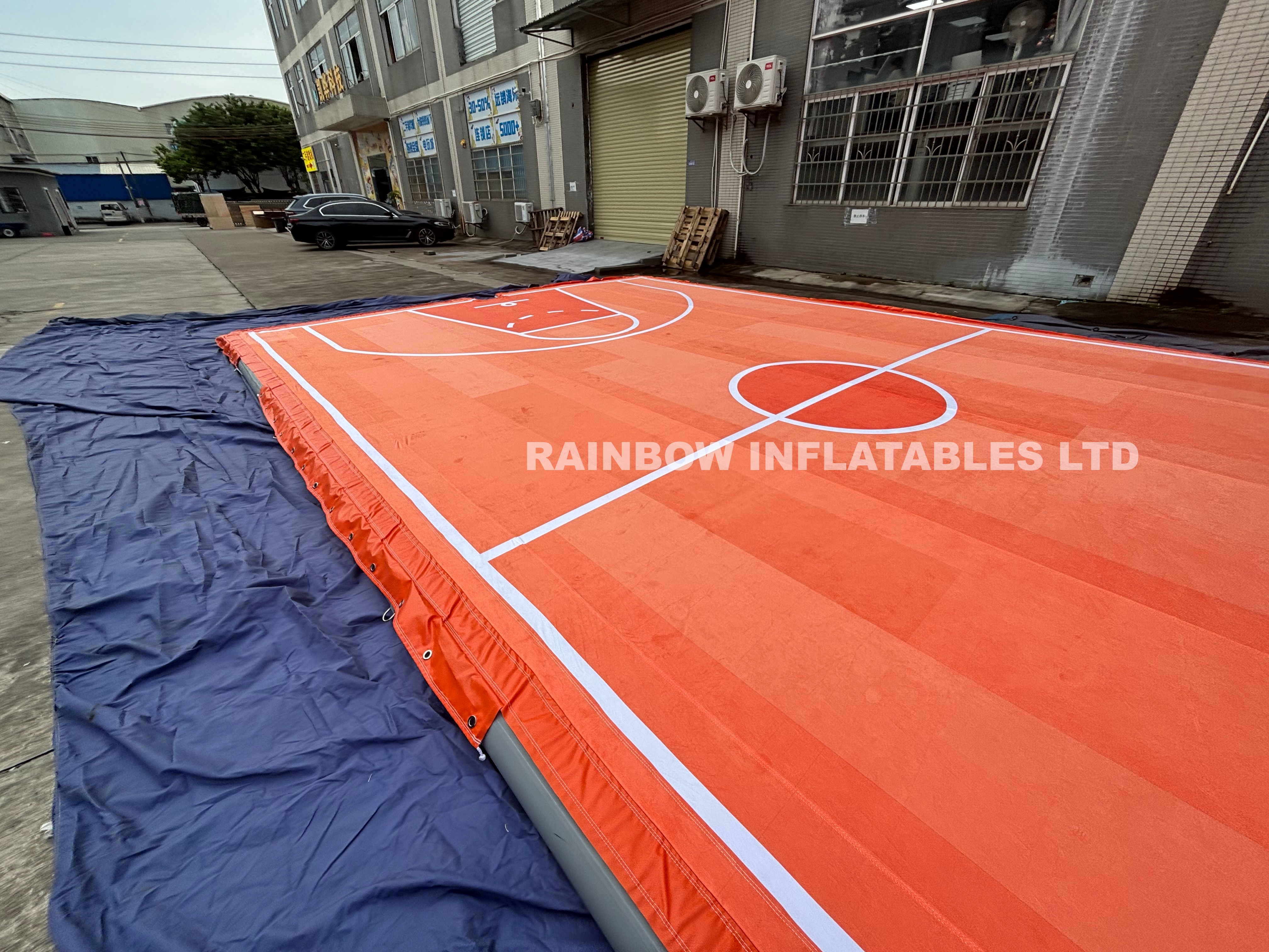 Inflatable drop stitch basketball court