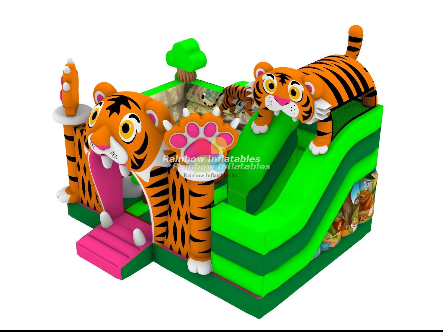 Commercial Inflatable Tiger Jungle Bounce House