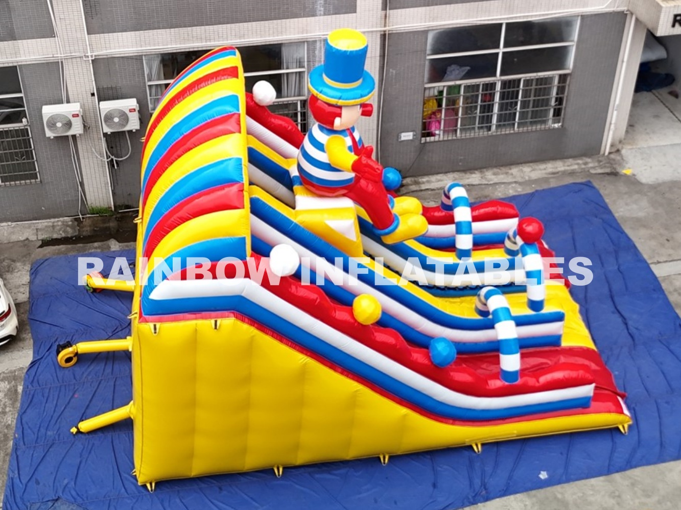 Rainbow inflatable slide for kids