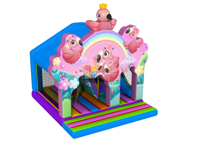 RB3241 New Design Inflatable Flamingo Combo Pink Lucky Bird Bouncer with Slide From Rainbow
