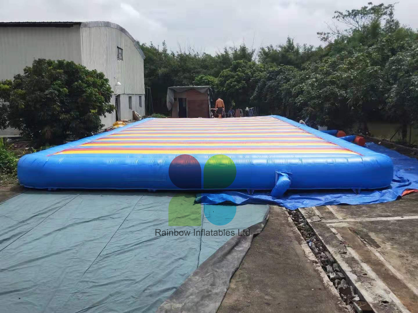 Rainbow Colorful inflatable jumping pad Bounce Pillow