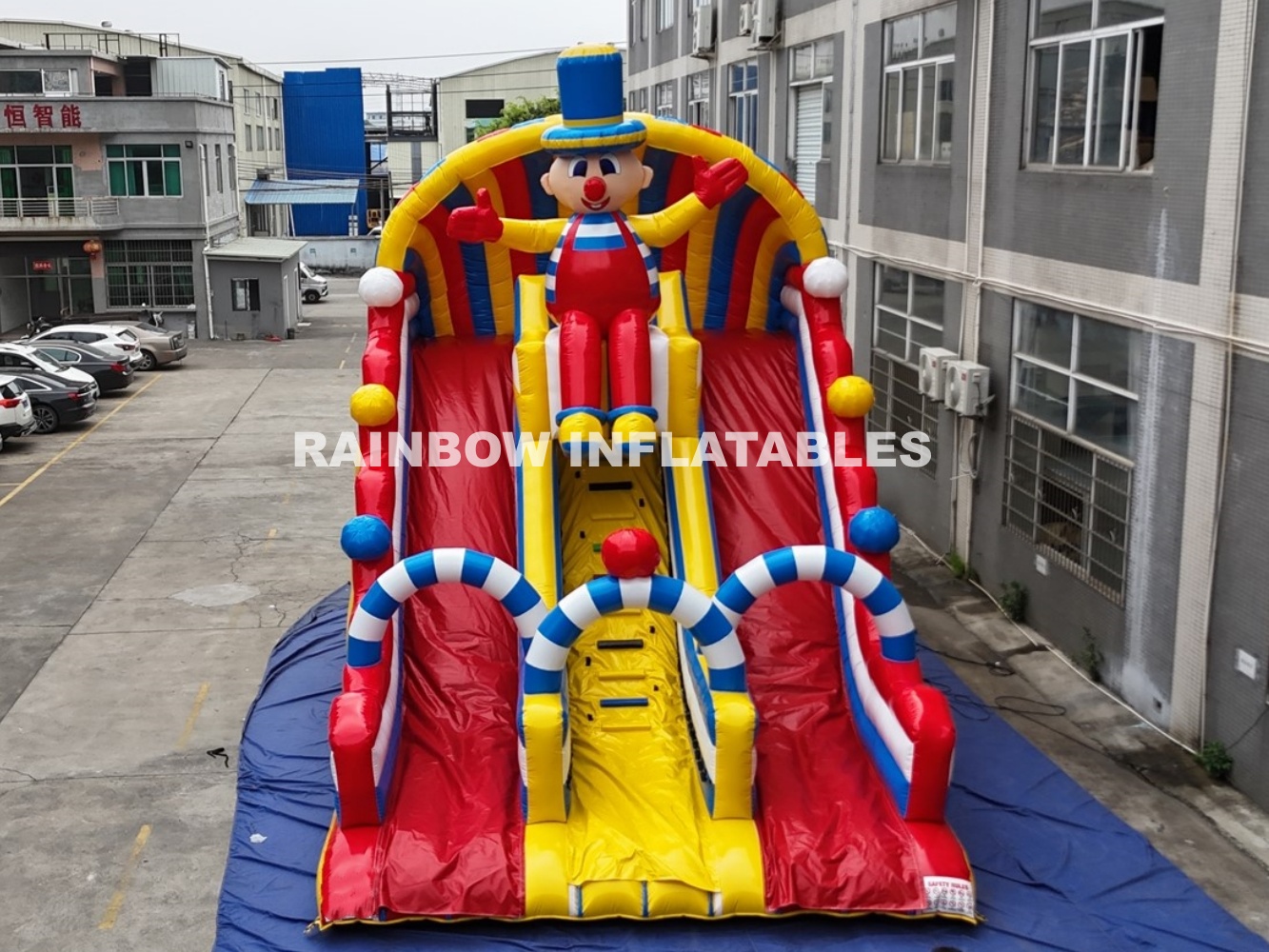 Rainbow inflatable slide for kids