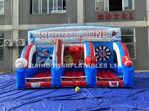 Inflatable Basketball Toss Game 3-in-1 Carnival Game Set – Includes Basketball Hoop, Connect Four Grid & Target Shooting – Portable PVC Outdoor Sports Game for Family Backyard Party