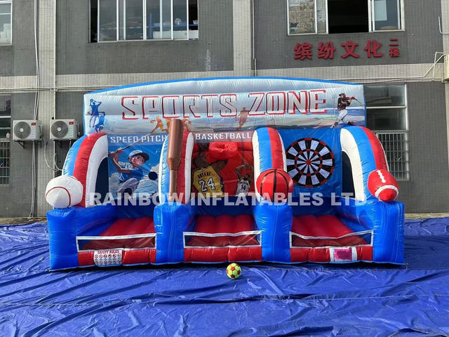 Inflatable Basketball Toss Game 3-in-1 Carnival Game Set – Includes Basketball Hoop, Connect Four Grid & Target Shooting – Portable PVC Outdoor Sports Game for Family Backyard Party