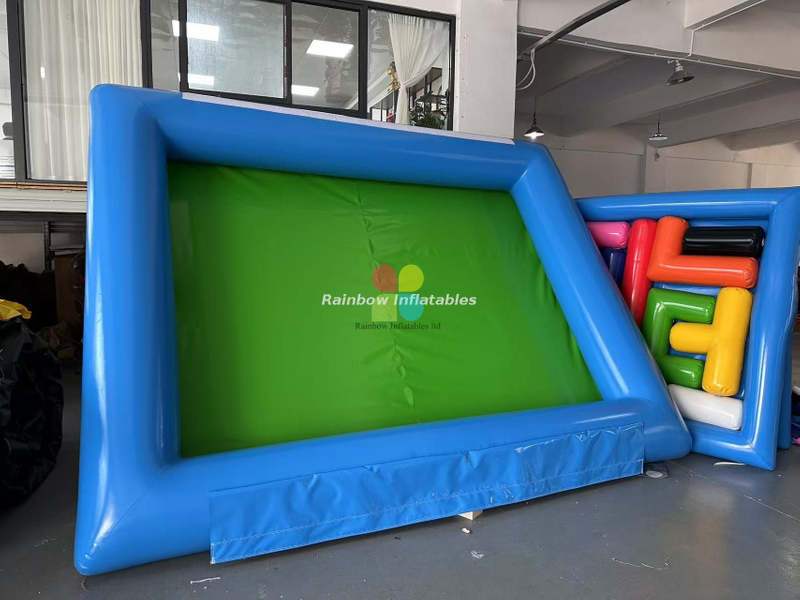 Inflatable obstacle linked pool