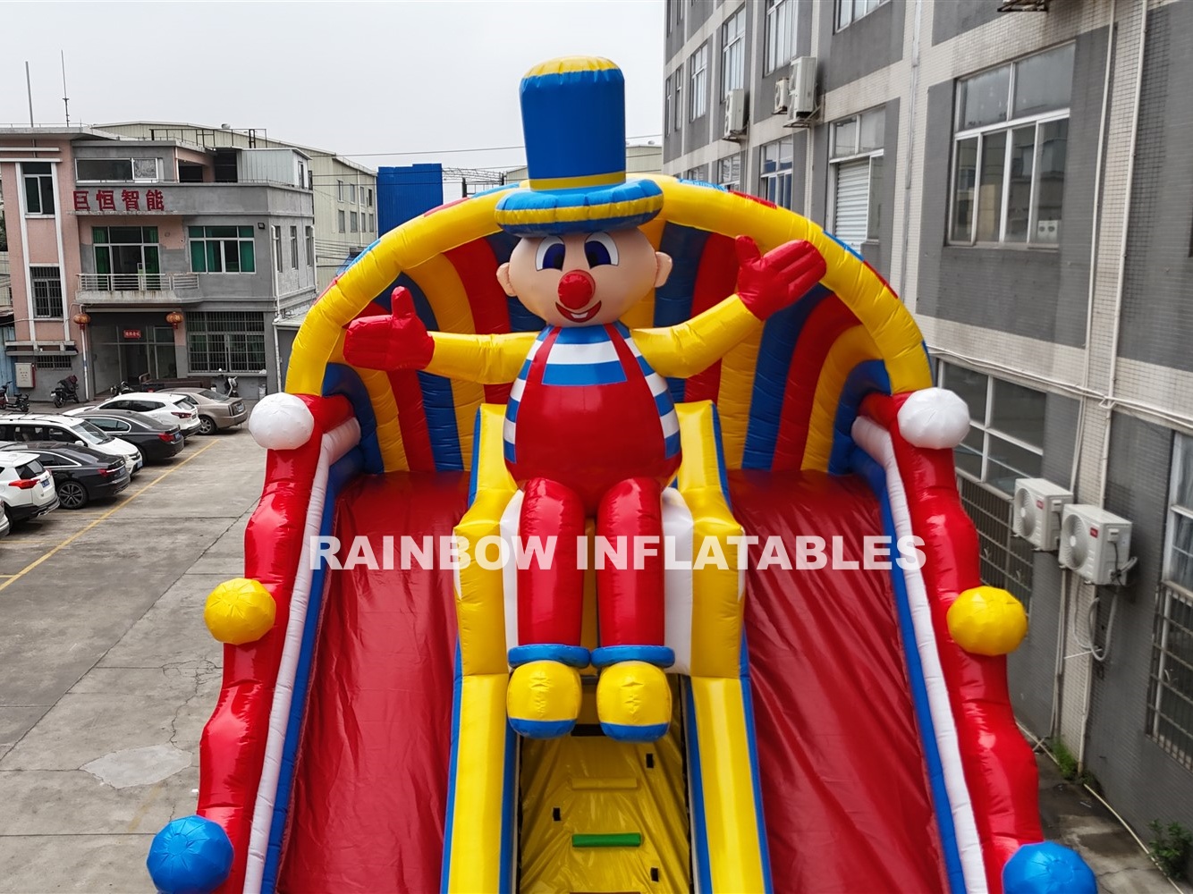 Rainbow inflatable slide for kids