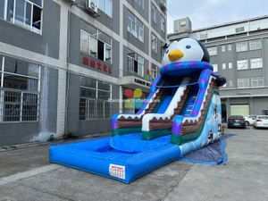 Inflatable Penguin Water Slide with Pool for Sale