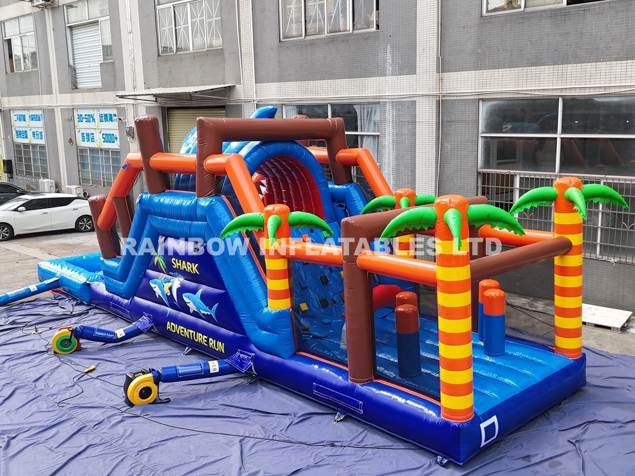 Inflatable Shark Obstacle Course with Removable Splash Pool