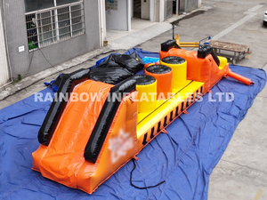 Inflatable Water Obstacle Course with Climbing Wall, Slide, and Monkey Bars for Lake
