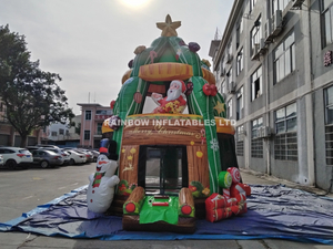 Inflatable Christmas tree trampoline with ball pit for kids