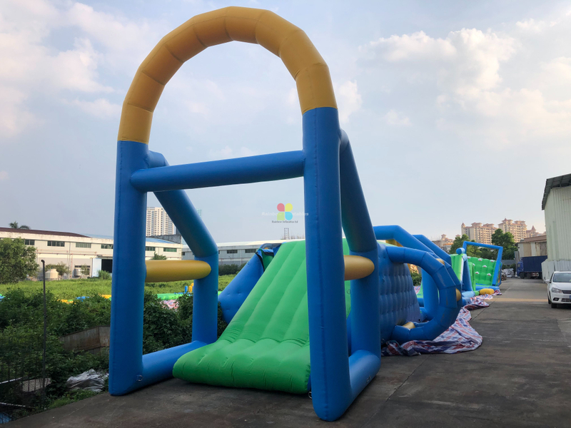 Rainbow Inflatable Floating water slide for sea 