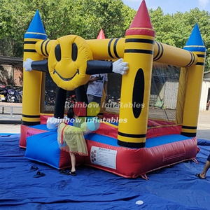 Inflatable Smiling Face Slide with Bouncer Combo Emoticons Jumping Castle Mini Size