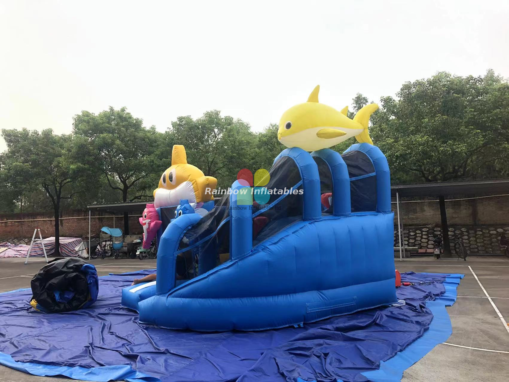 Inflatable Baby Shark Slide Castle for Kids
