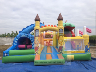 Rainbow Hot Sale Inflatable Jungle Animal Dinosaur Bouncer for Kids Dinasaur Inflatable playground factory