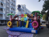 Rainbow Inflatable Pirate Ship Slide Obstacles