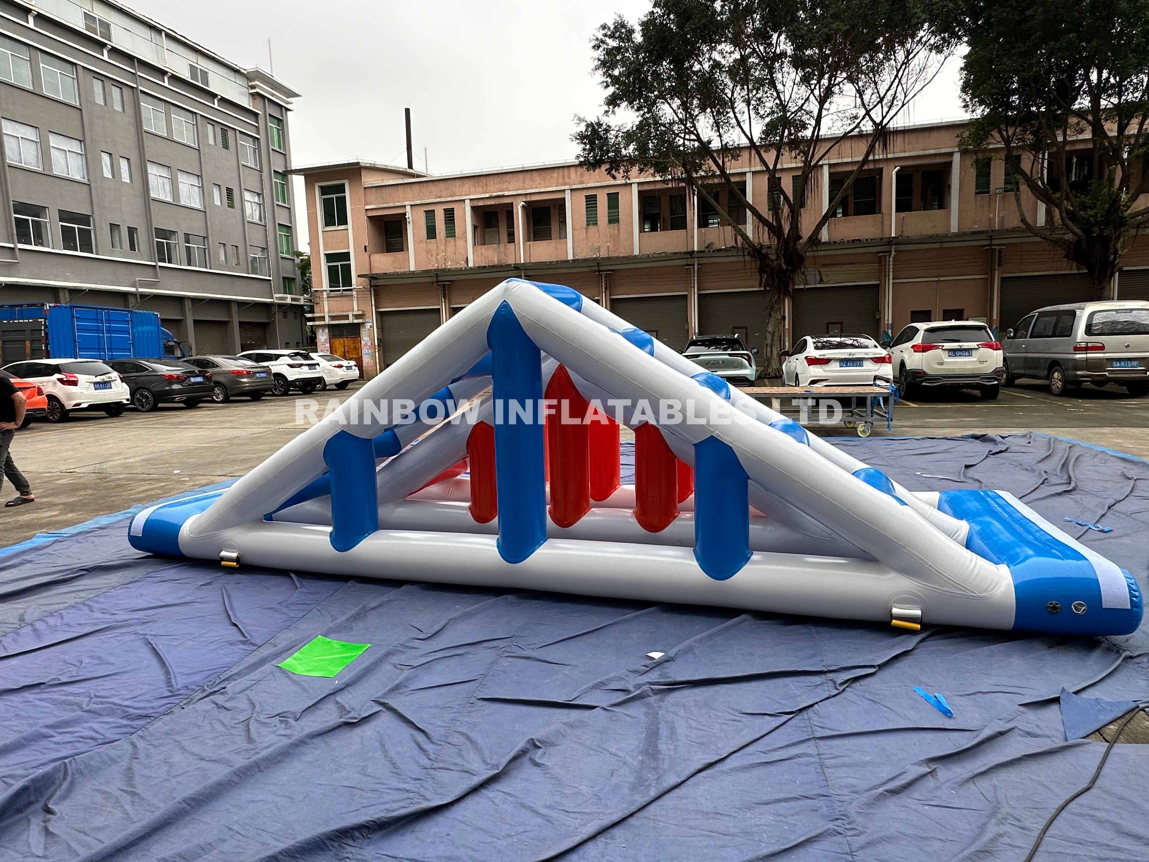 Inflatable smoke stacks water game module