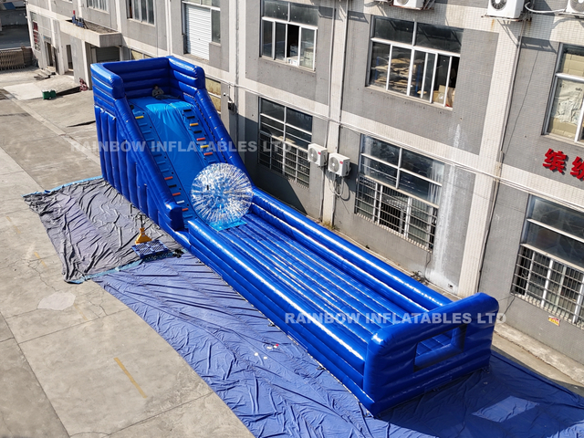 Sports Game Inflatable 2 Lanes Zorb Ball Track Durable Race Truck Rental