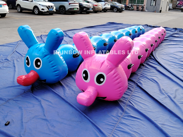 Inflatable caterpillar team building game