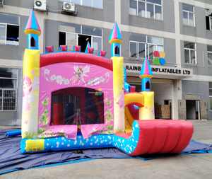 inflatable pink princess bouncer castle with slide for party 