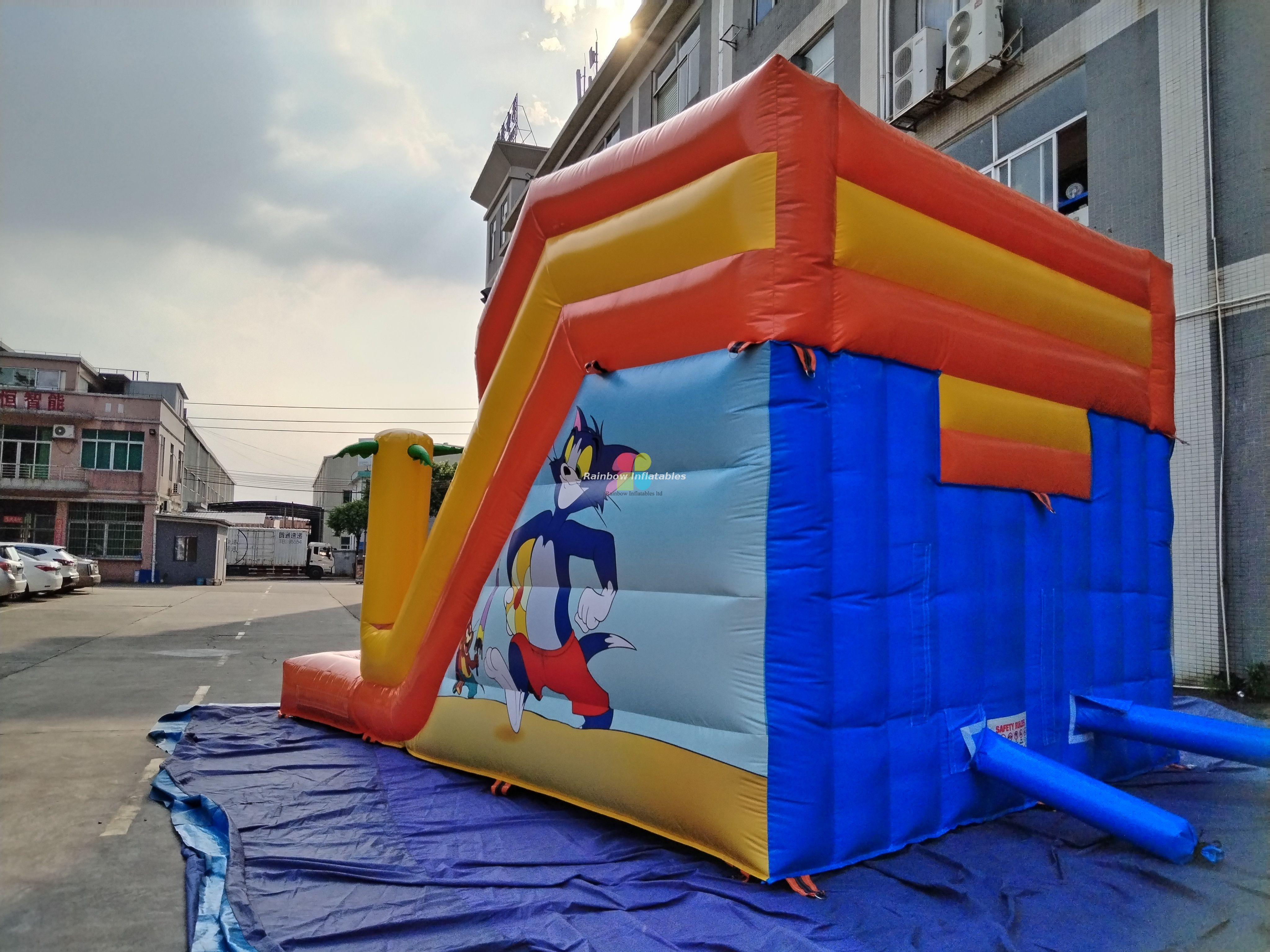Rainbow Inflatable Tom and Jake Theme Water Slide with Pool 