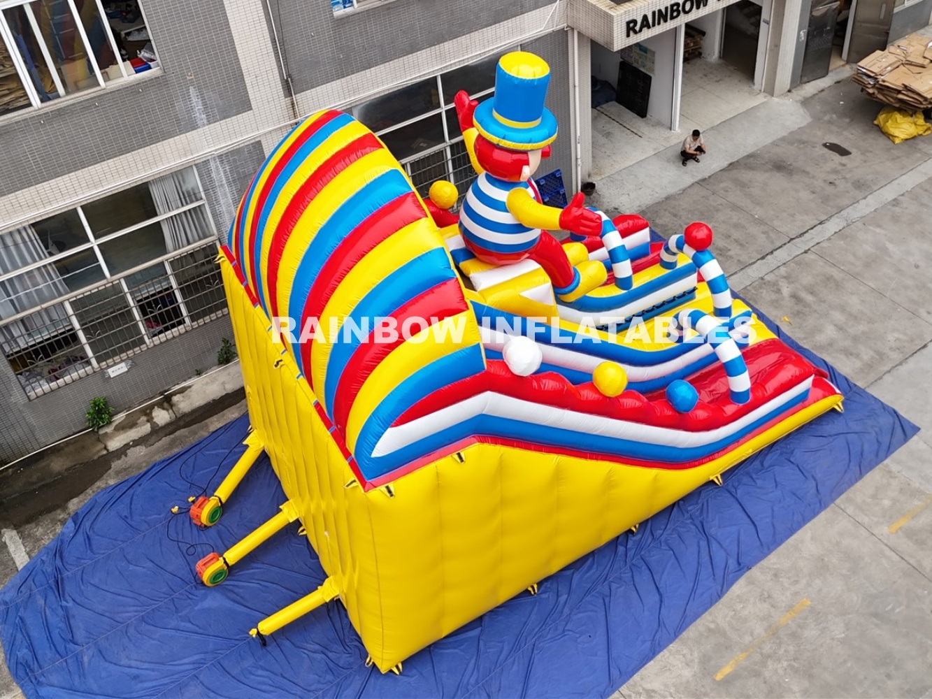 Rainbow inflatable slide for kids