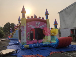 inflatable pink princess bouncer castle with slide for party 