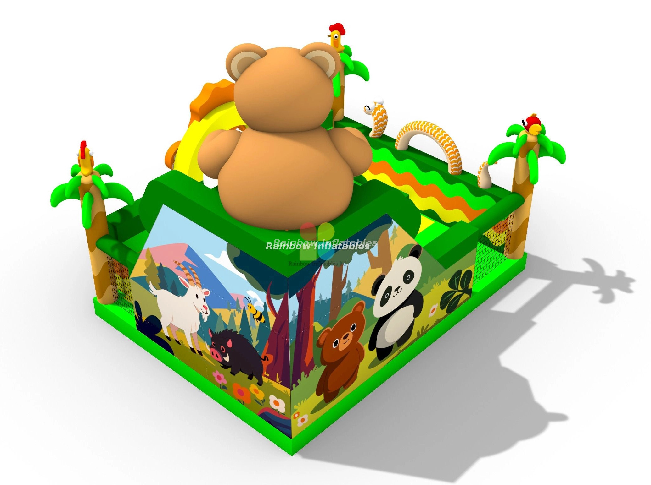 inflatable jungle animal slide