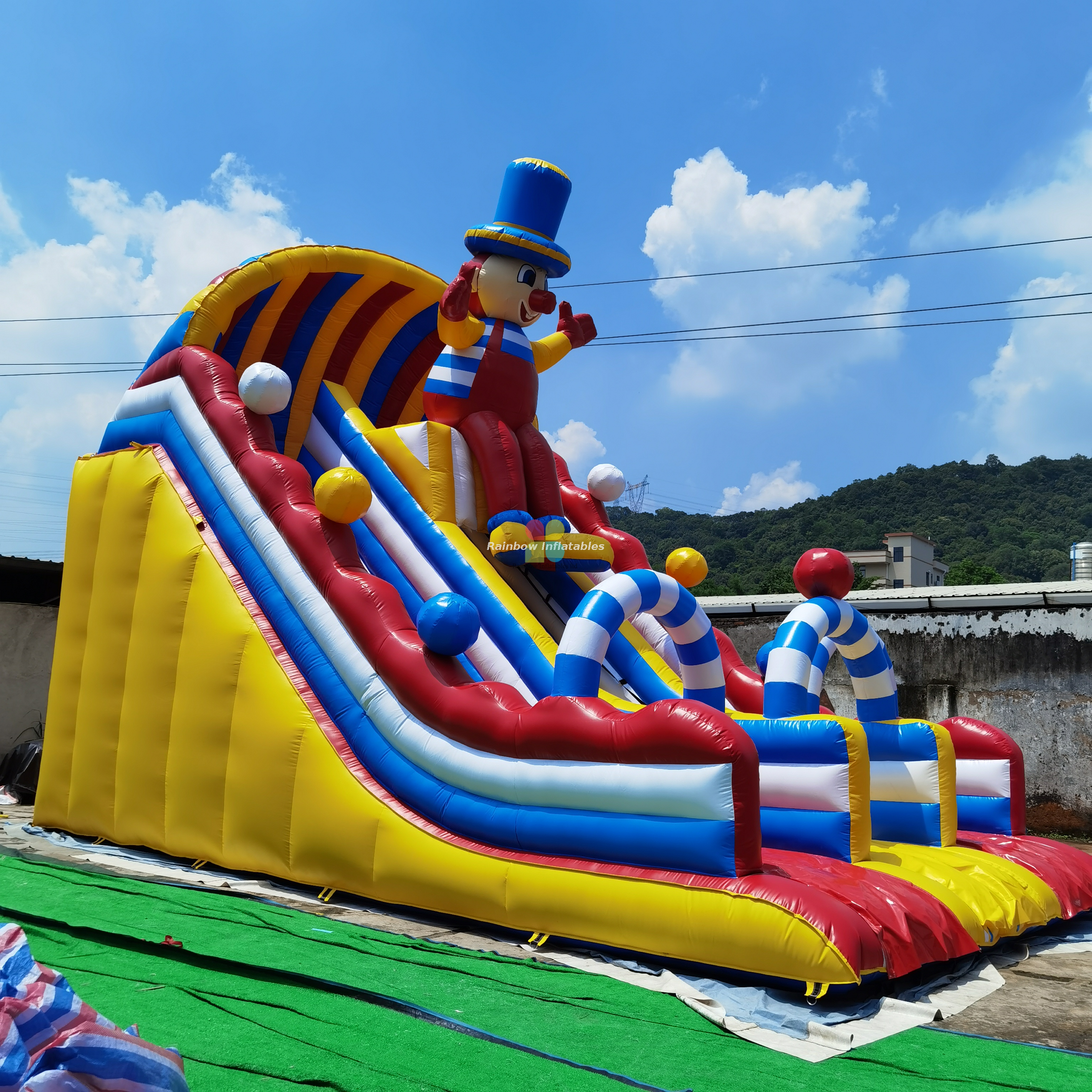 Rainbow inflatable slide for kids