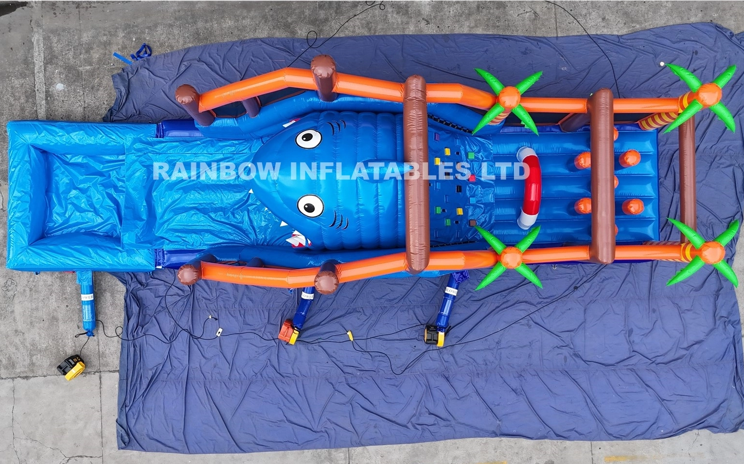 Inflatable Shark Obstacle Course with Removable Splash Pool