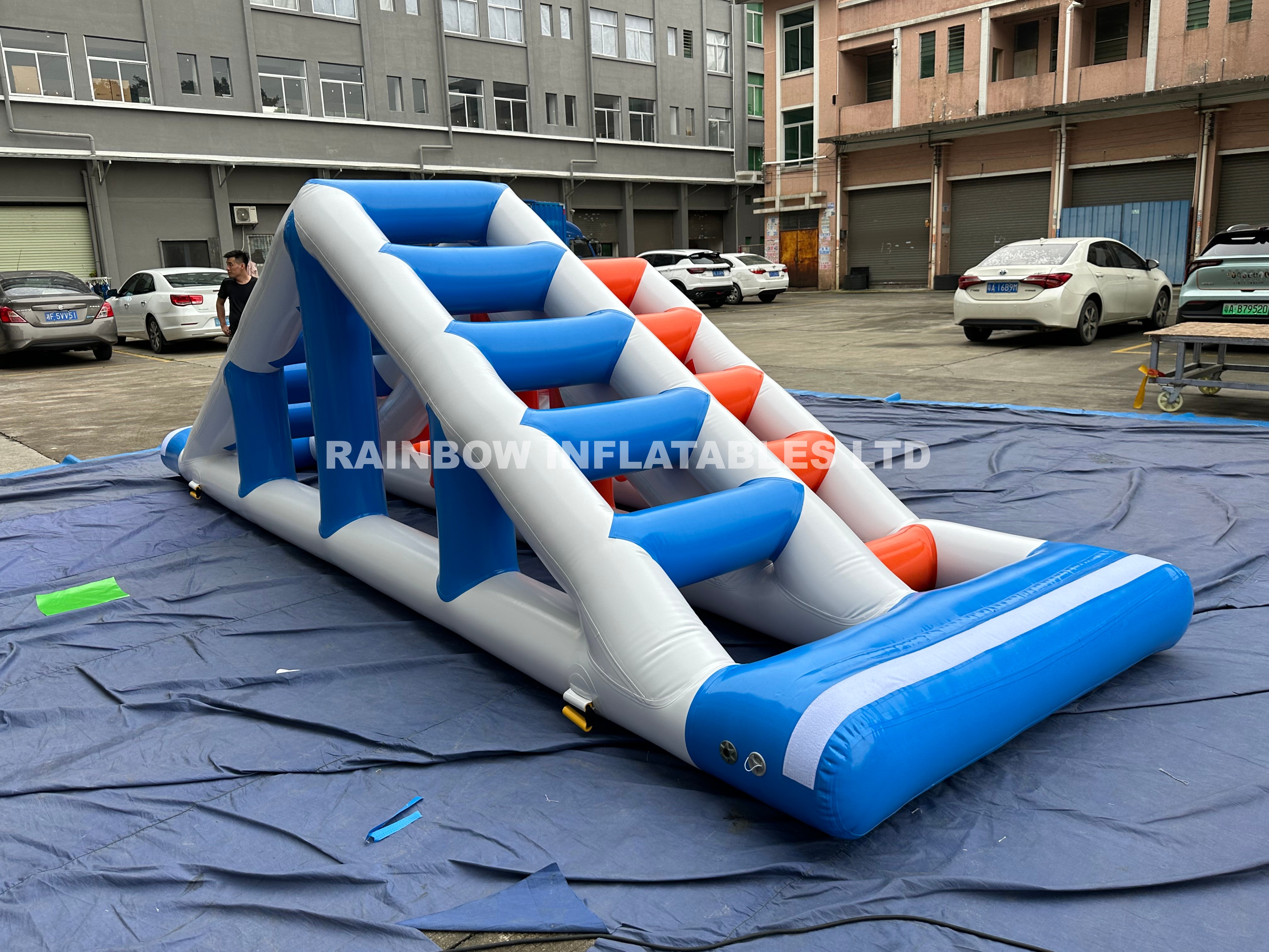 Inflatable smoke stacks water game module