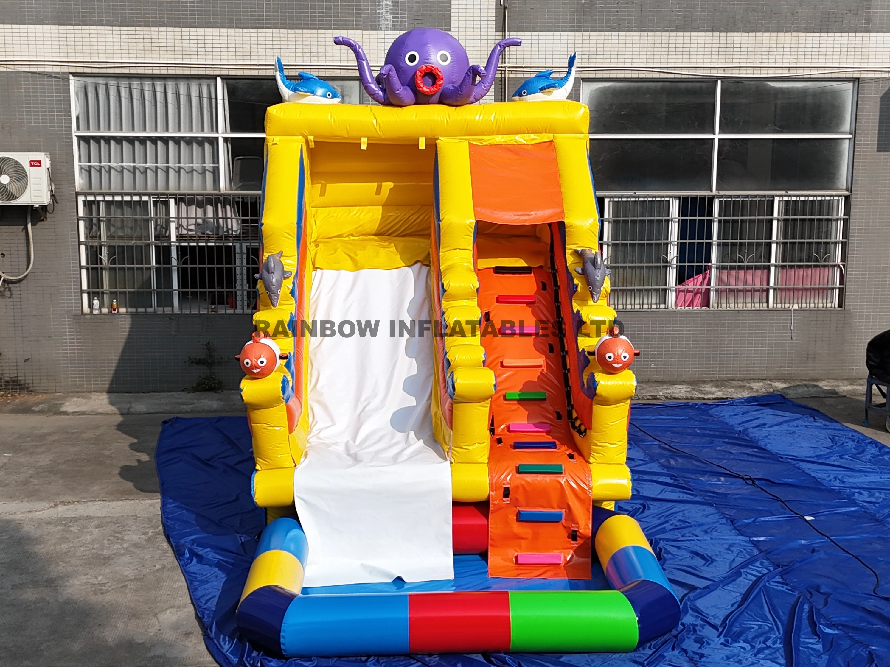 Ocean Themed Inflatable Slide with Climbing Challenge