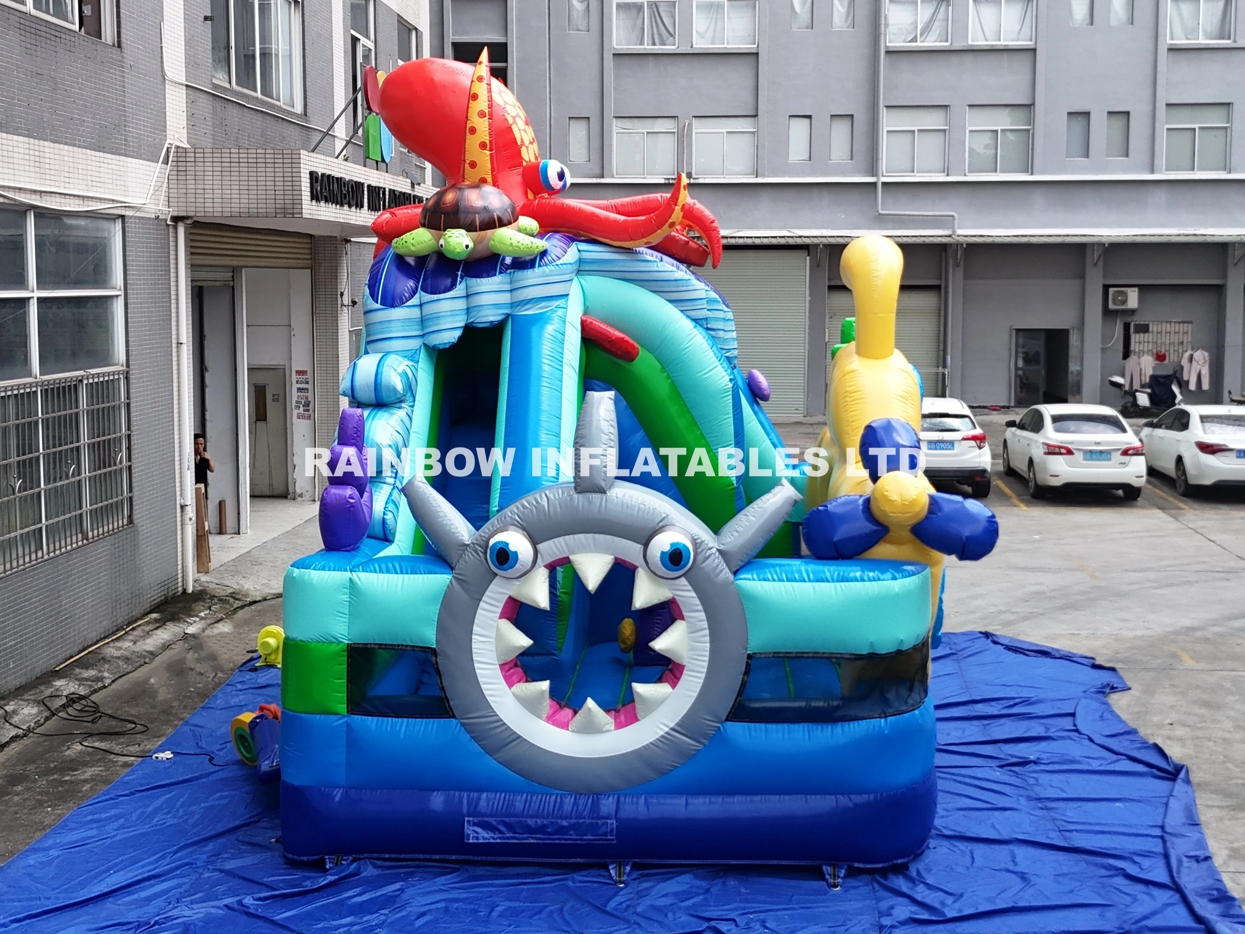 Exciting Ocean Wave Inflatable Bouncy Castle and Slide