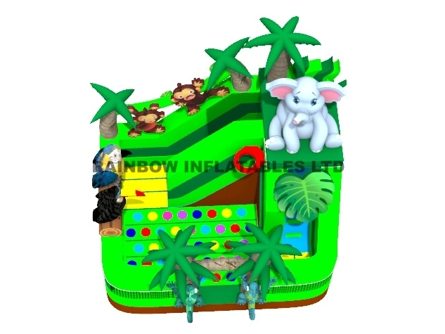 Custom 3D Rainforest Theme Inflatable Slide