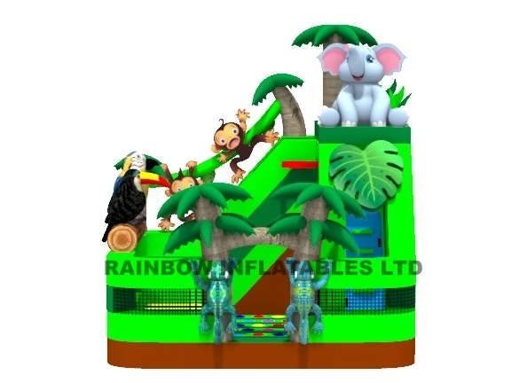 Custom 3D Rainforest Theme Inflatable Slide