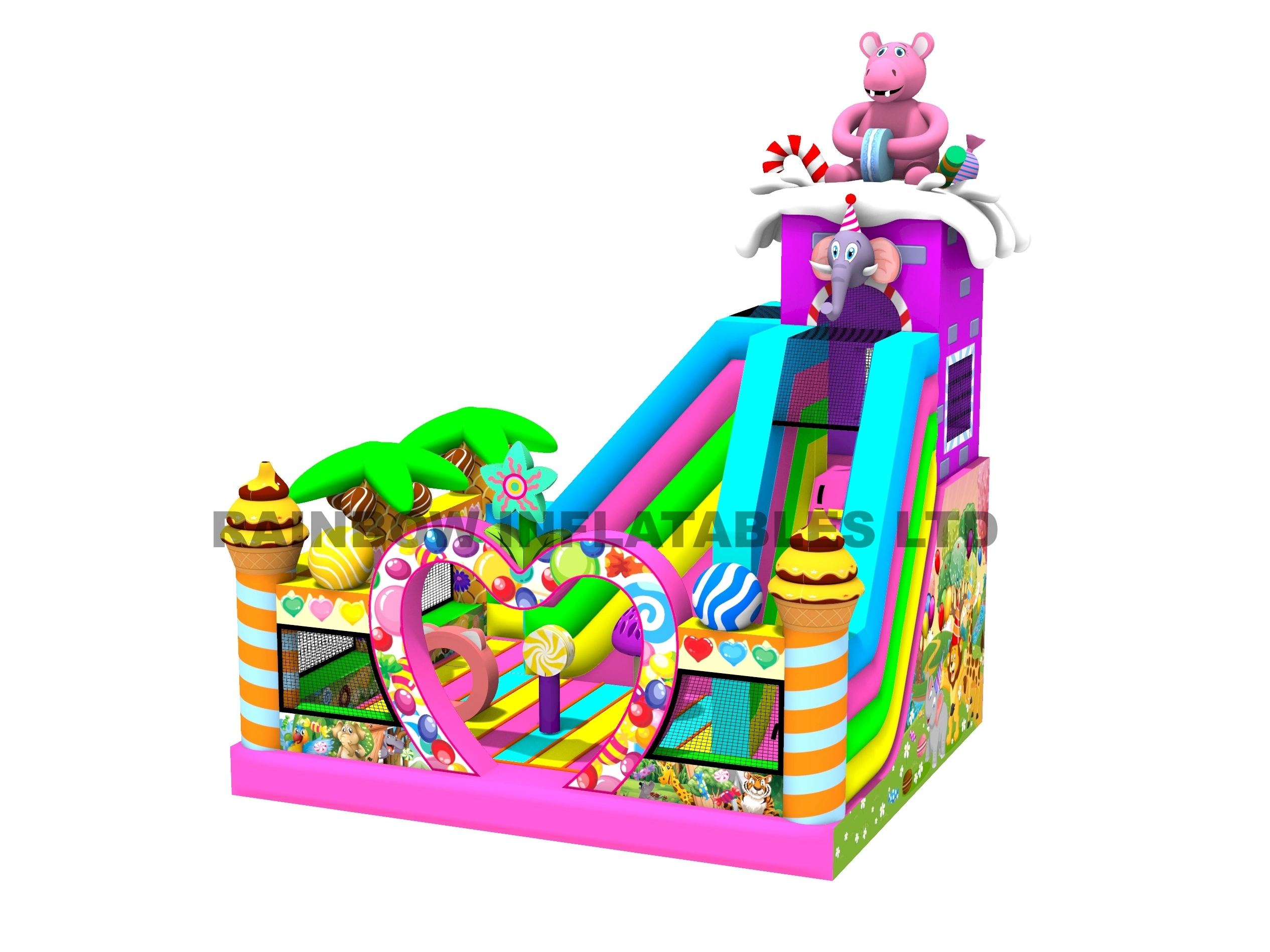 candy land inflatable,candy theme inflatable,sweet kingdom inflatable,candy castle bounce house,dessert theme inflatable