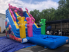 Giant Ocean Inflatable Double Lane Slide with Coral Pillars and Pool