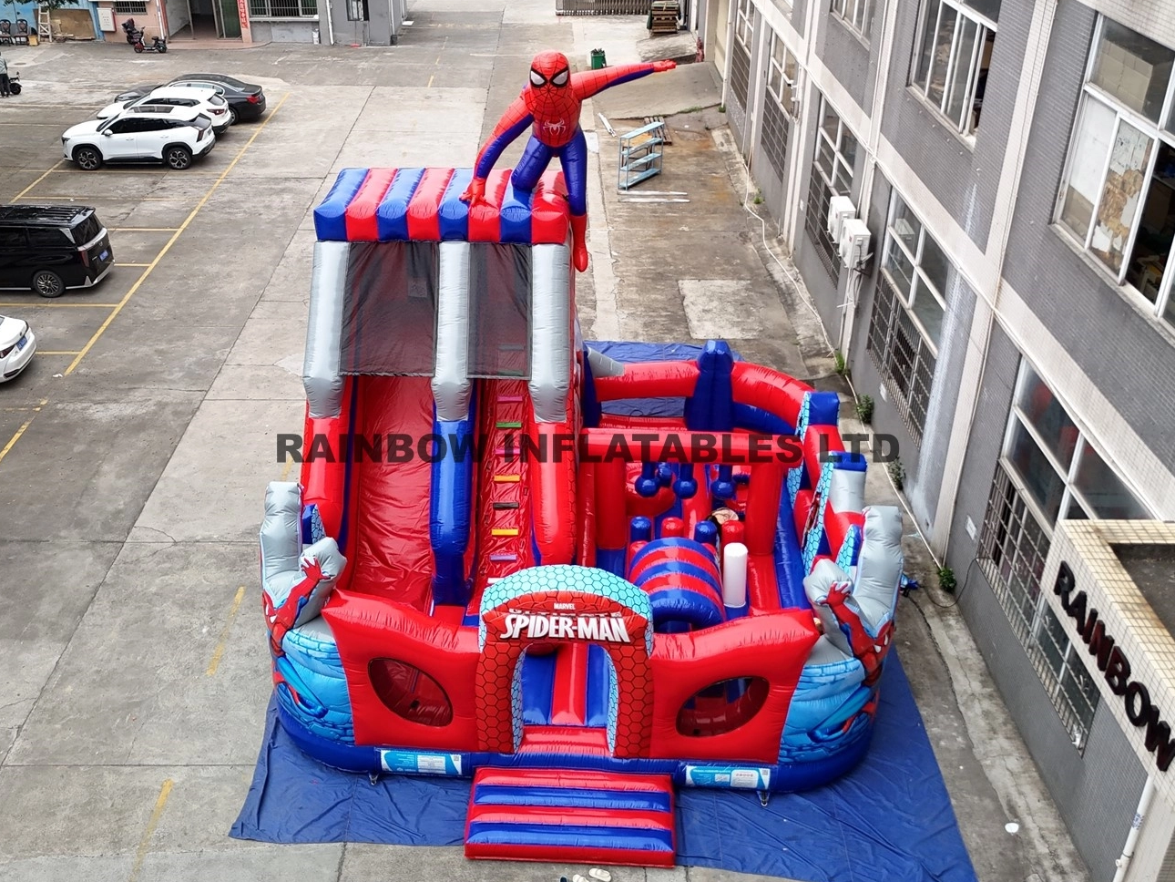 Giant Inflatable Spider-Man Bounce House with Slide and Obstacle Course