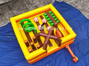 Inflatable Obstacle Pool for Kids – Yellow Bounce Pit with Colorful 3D Pop-Up Barriers and Interactive Play Elements