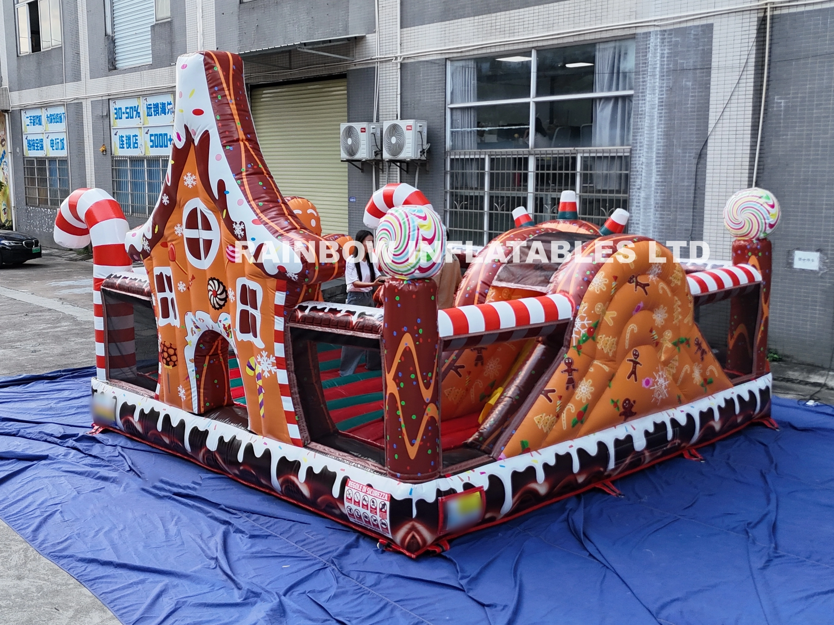 Giant Sweet Candy Theme Inflatable Bouncer - Gingerbread Man & House Jumping Castle
