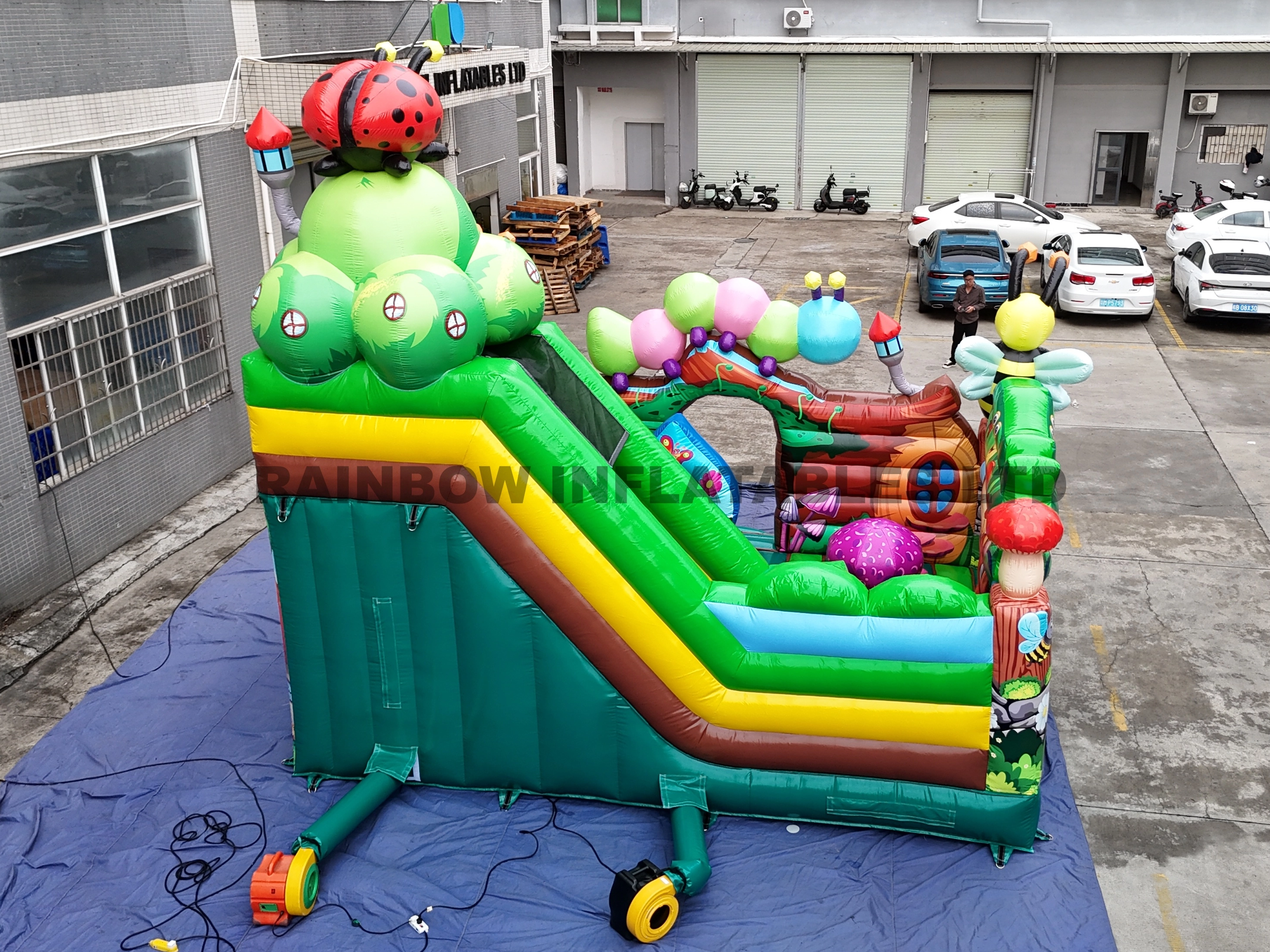Cheerful Inflatable Insect Combo Castle with Bounce & Slide for Kids' Nature Fun