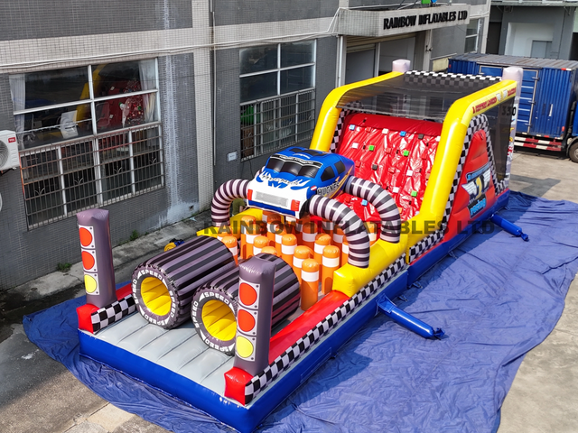 Kids' Inflatable Racing Obstacle Course with Tunnels 