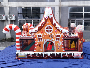 Giant Sweet Candy Theme Inflatable Bouncer - Gingerbread Man & House Jumping Castle